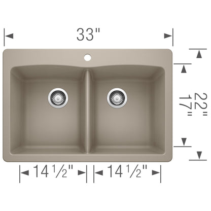 Diamond Equal Double Dual Mount Double Bowl - Kitchen Sink
