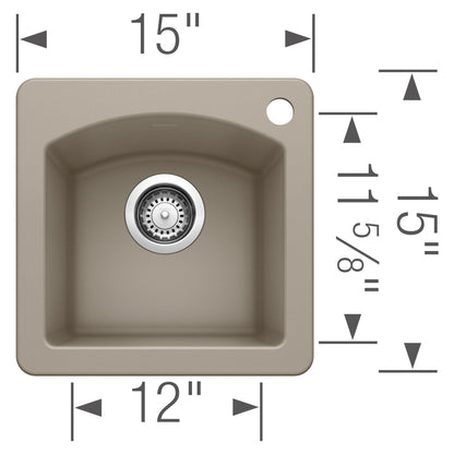 Diamond Bar Dual Mount 15" Bar Sink - Undermount