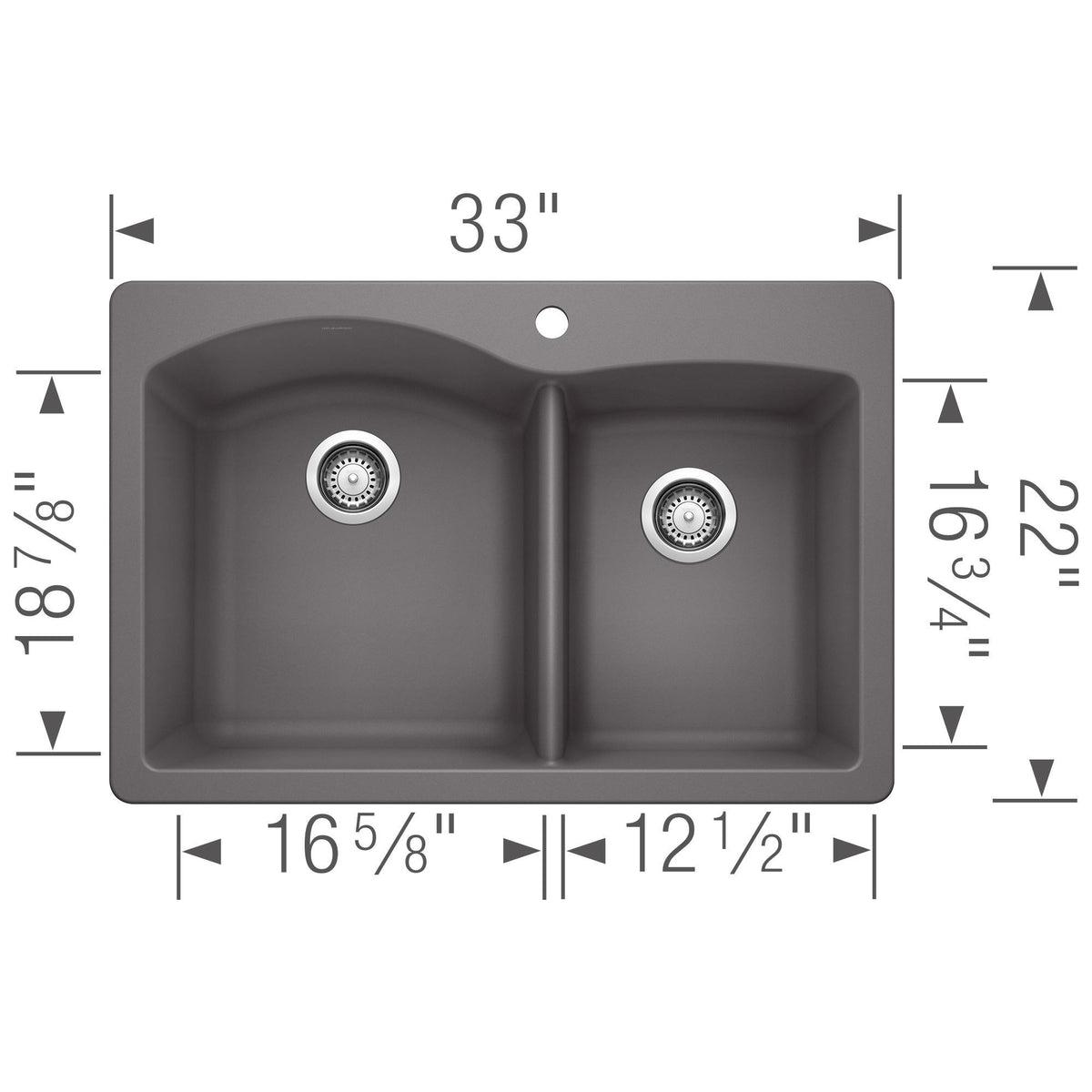 Diamond 1-3/4 Dual Mount Double Bowl - Kitchen Sink