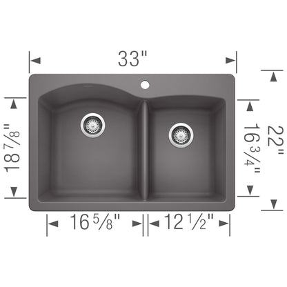 Diamond 1-3/4 Dual Mount Double Bowl - Kitchen Sink