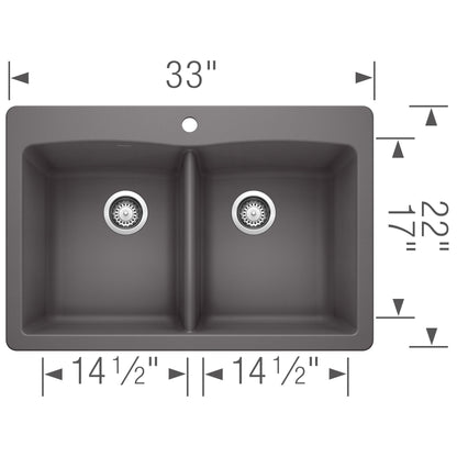 Diamond Equal Double Dual Mount Double Bowl - Kitchen Sink