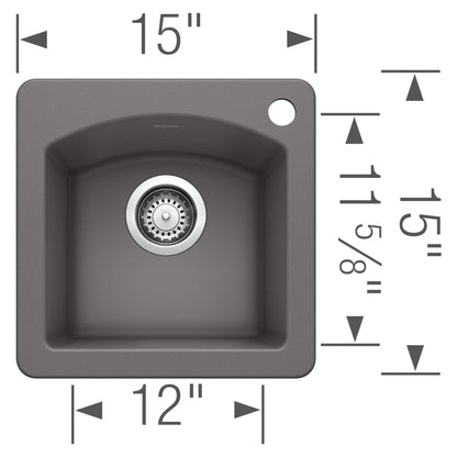 Diamond Bar Dual Mount 15" Bar Sink - Undermount