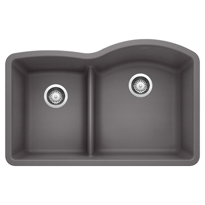 Blanco DIAMOND 1-3/4 Reverse Low Divide Reverse Double Bowl Undermount Kitchen Sink