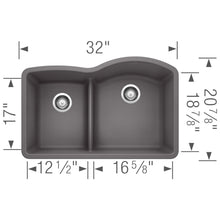 Blanco DIAMOND 1-3/4 Reverse Low Divide Reverse Double Bowl Undermount Kitchen Sink
