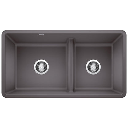 Blanco PRECIS 1-3/4 Low Divide Reversible Double Bowl Undermount Kitchen Sink