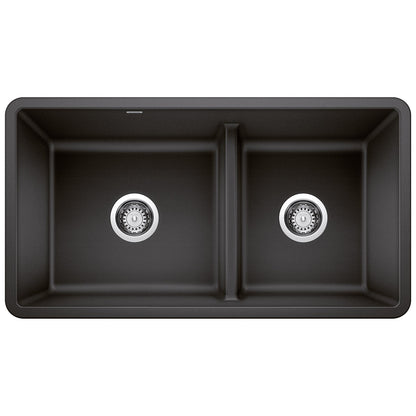 Blanco PRECIS 1-3/4 Low Divide Reversible Double Bowl Undermount Kitchen Sink
