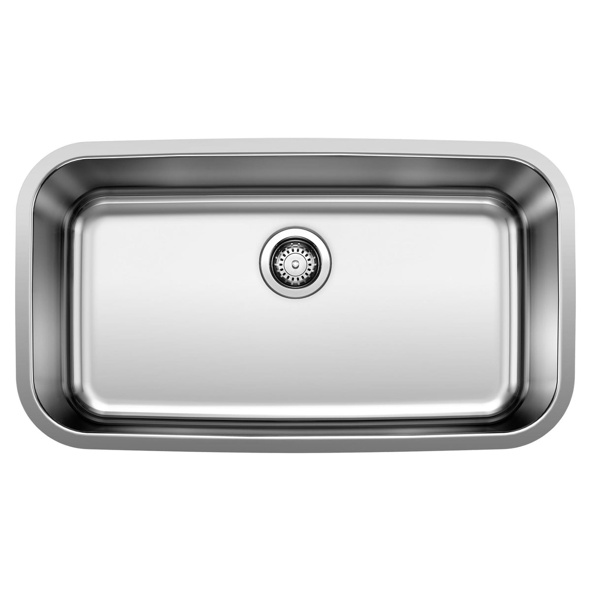 Blanco 442576 STELLAR™ Kitchen Sink, Refined Brushed, Rectangle Shape, 30 in L x 16 in W Bowl x 9 in D Bowl, 32 in L x 18 in W, Undermount Mounting, 18 ga 304 Stainless Steel
