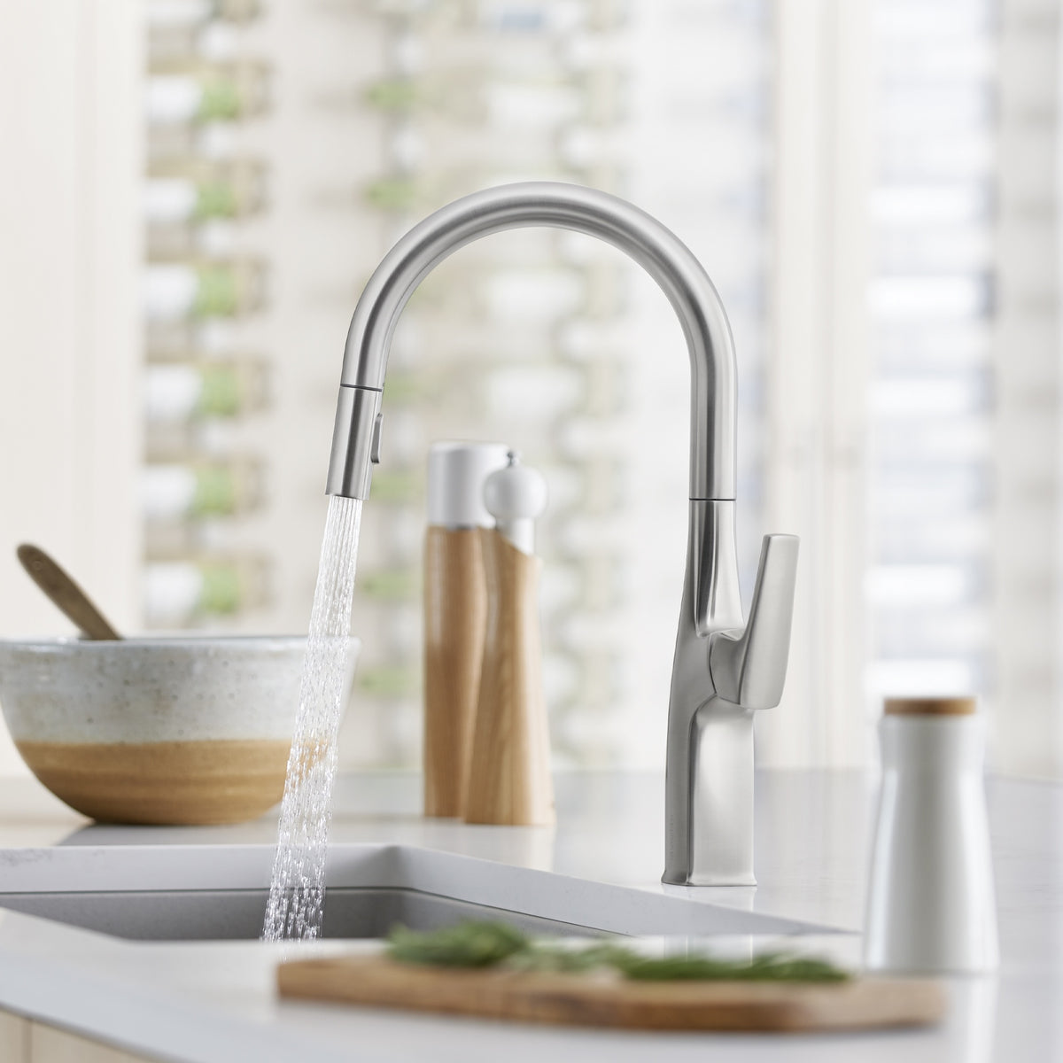 Rivana High Arc Pull-Down Dual-Spray - Kitchen Faucet