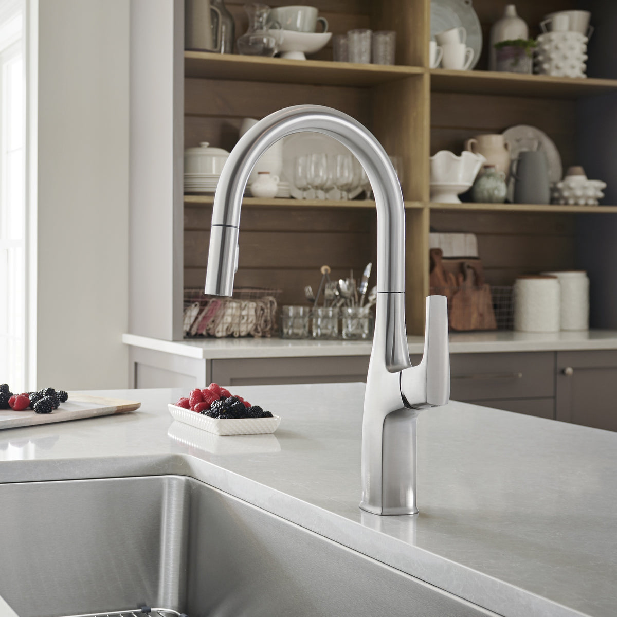 Rivana High Arc Pull-Down Dual-Spray - Kitchen Faucet