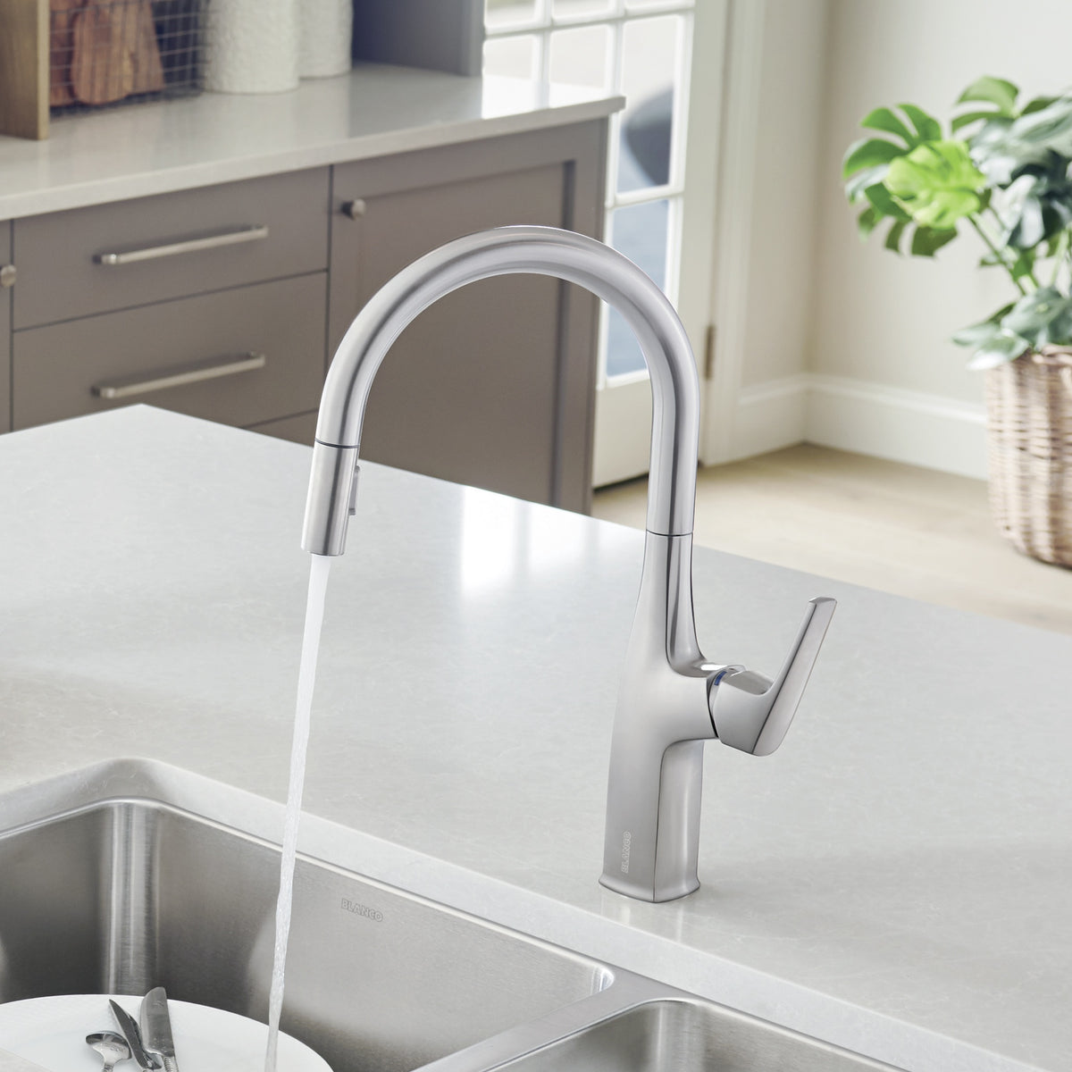 Rivana High Arc Pull-Down Dual-Spray - Kitchen Faucet