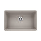 Blanco 442739 PRECIS™ Kitchen Sink, Concrete Gray, Rectangular Shape, 28 in L x 16 in W Bowl x 9-1/2 in D Bowl, 30 in L x 18 in W x 9.866 in H, Undermount Mounting, SILGRANIT®