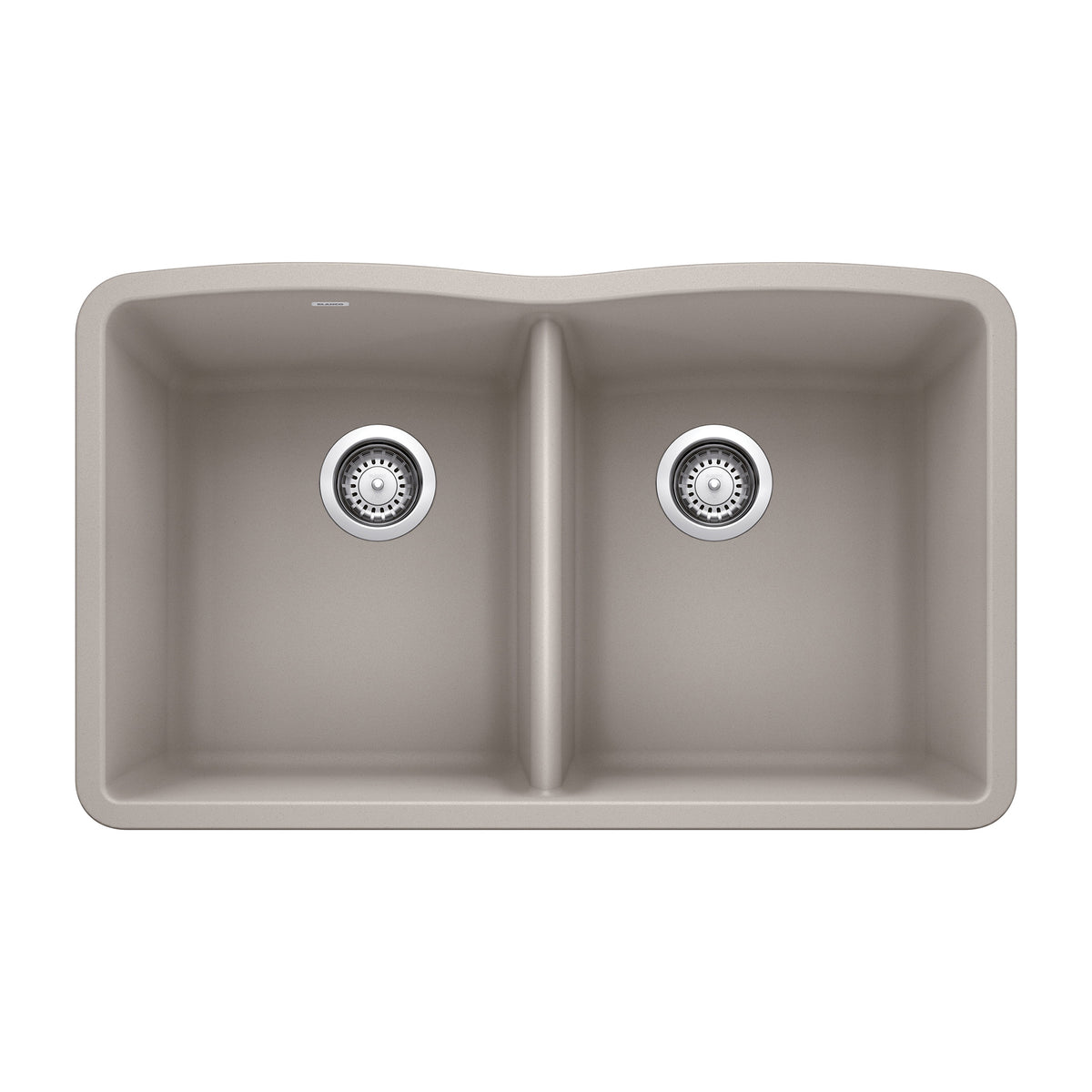 Blanco 442747 DIAMOND™ Equal Double Bowl Kitchen Sink, Concrete Gray, Rectangular Shape, 14-1/2 in L x 17 in W Bowl x 9-1/2 in D Bowl, 32 in L x 19.36 in W x 9.866 in H, Undermount Mounting, SILGRANIT®