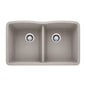 Blanco 442747 DIAMOND™ Equal Double Bowl Kitchen Sink, Concrete Gray, Rectangular Shape, 14-1/2 in L x 17 in W Bowl x 9-1/2 in D Bowl, 32 in L x 19.36 in W x 9.866 in H, Undermount Mounting, SILGRANIT®