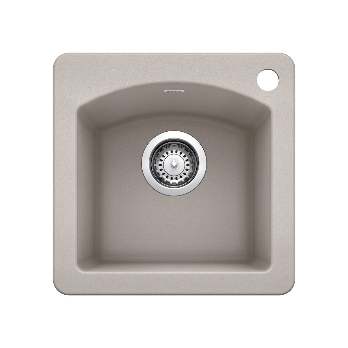 Blanco 442754 DIAMOND™ Dual-Mount Bar Sink, Square Shape, 1 Faucet Holes, 15 in L x 15 in W x 8.366 in H, Dual Mounting, SILGRANIT®, Concrete Gray, Import