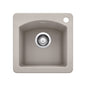 Blanco 442754 DIAMOND™ Dual-Mount Bar Sink, Square Shape, 1 Faucet Holes, 15 in L x 15 in W x 8.366 in H, Dual Mounting, SILGRANIT®, Concrete Gray, Import