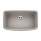 Blanco 442756 VALEA Super Single Bowl Kitchen Sink, Concrete Gray, Rectangular Shape, 30 in L x 17 in W Bowl x 9-1/2 in D Bowl, 32 in L x 19 in W x 9.866 in H, Undermount Mounting, SILGRANIT®