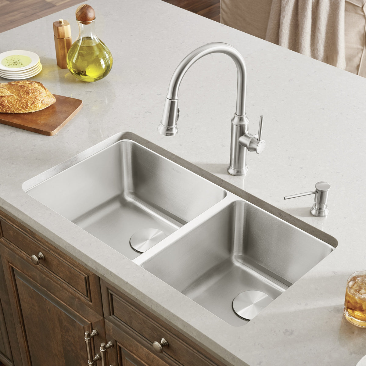 Formera 1-3/4 Offset Bowl Kitchen Sink - Satin - Undermount