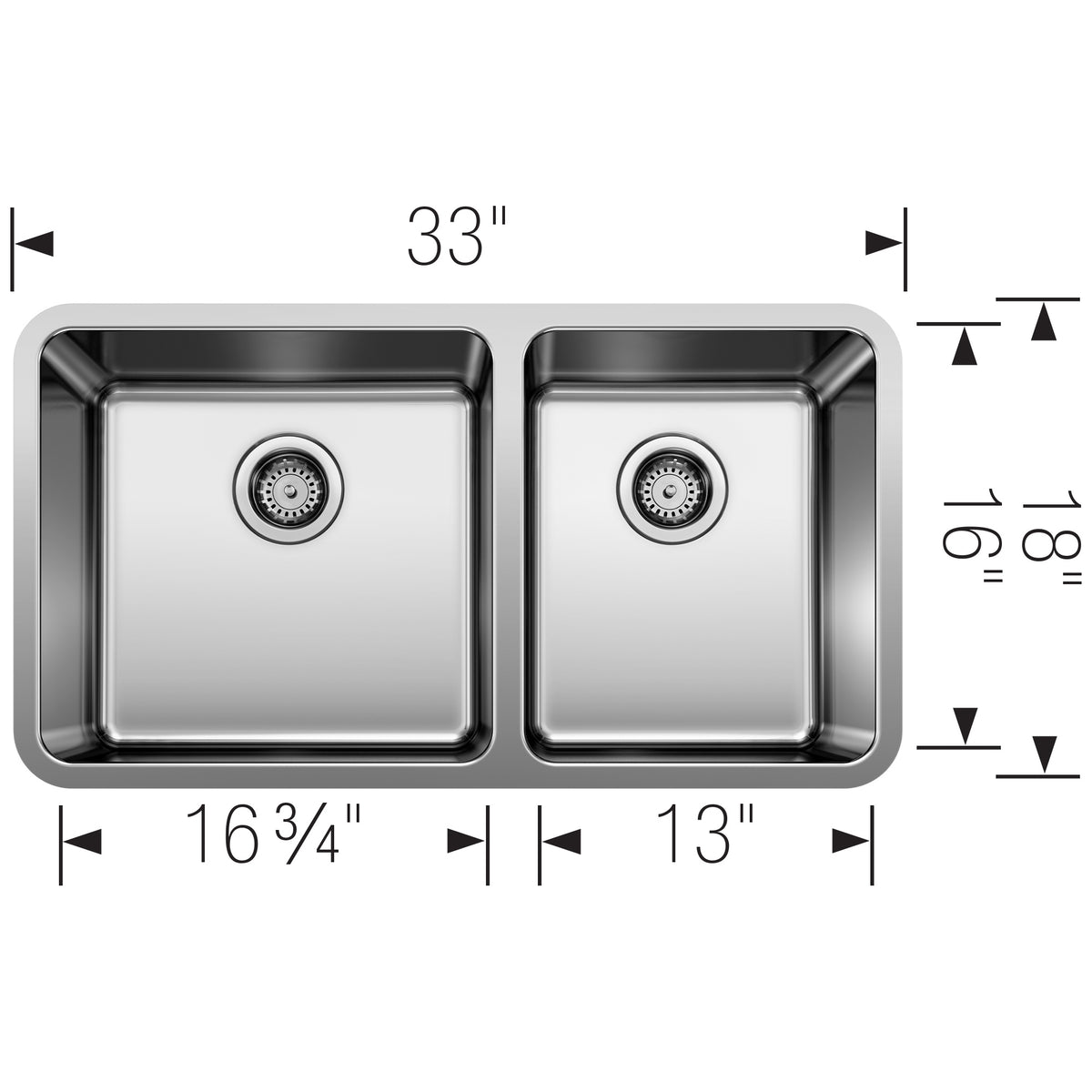 Formera 1-3/4 Offset Bowl Kitchen Sink - Satin - Undermount