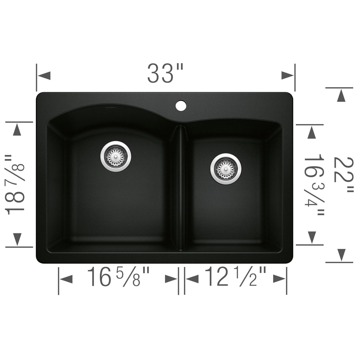 Diamond 1-3/4 Dual Mount Double Bowl - Kitchen Sink