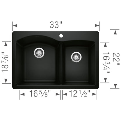 Diamond 1-3/4 Dual Mount Double Bowl - Kitchen Sink
