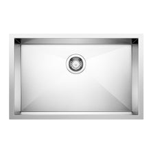 Blanco 443048 QUATRUS Single Sink, Satin, Rectangle Shape, 26 in W Bowl x 16 in D Bowl, 9 in H x 28 in W x 18 in D, Undermount Mounting, Stainless Steel