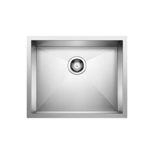 Blanco 443050 QUATRUS R0 Small Single Sink, Brushed, Rectangle Shape, 20 in W Bowl x 16 in D Bowl, 9 in H x 21-15/16 in W x 17-15/16 in D, Undermount Mounting, Stainless Steel
