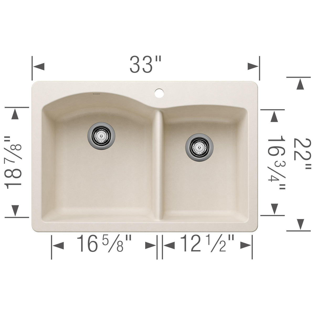 Diamond 1-3/4 Dual Mount Double Bowl - Kitchen Sink
