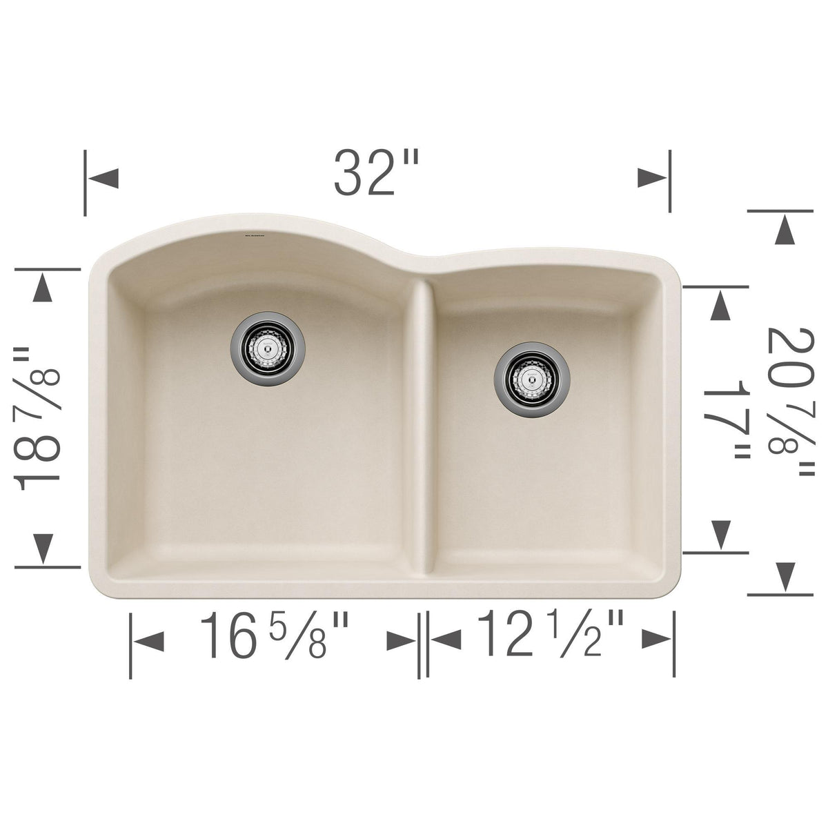 Diamond 1-3/4 Double Bowl Undermount - Kitchen Sink