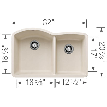 Diamond 1-3/4 Double Bowl Undermount - Kitchen Sink