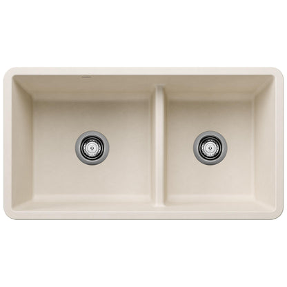 Blanco PRECIS 1-3/4 Low Divide Reversible Double Bowl Undermount Kitchen Sink