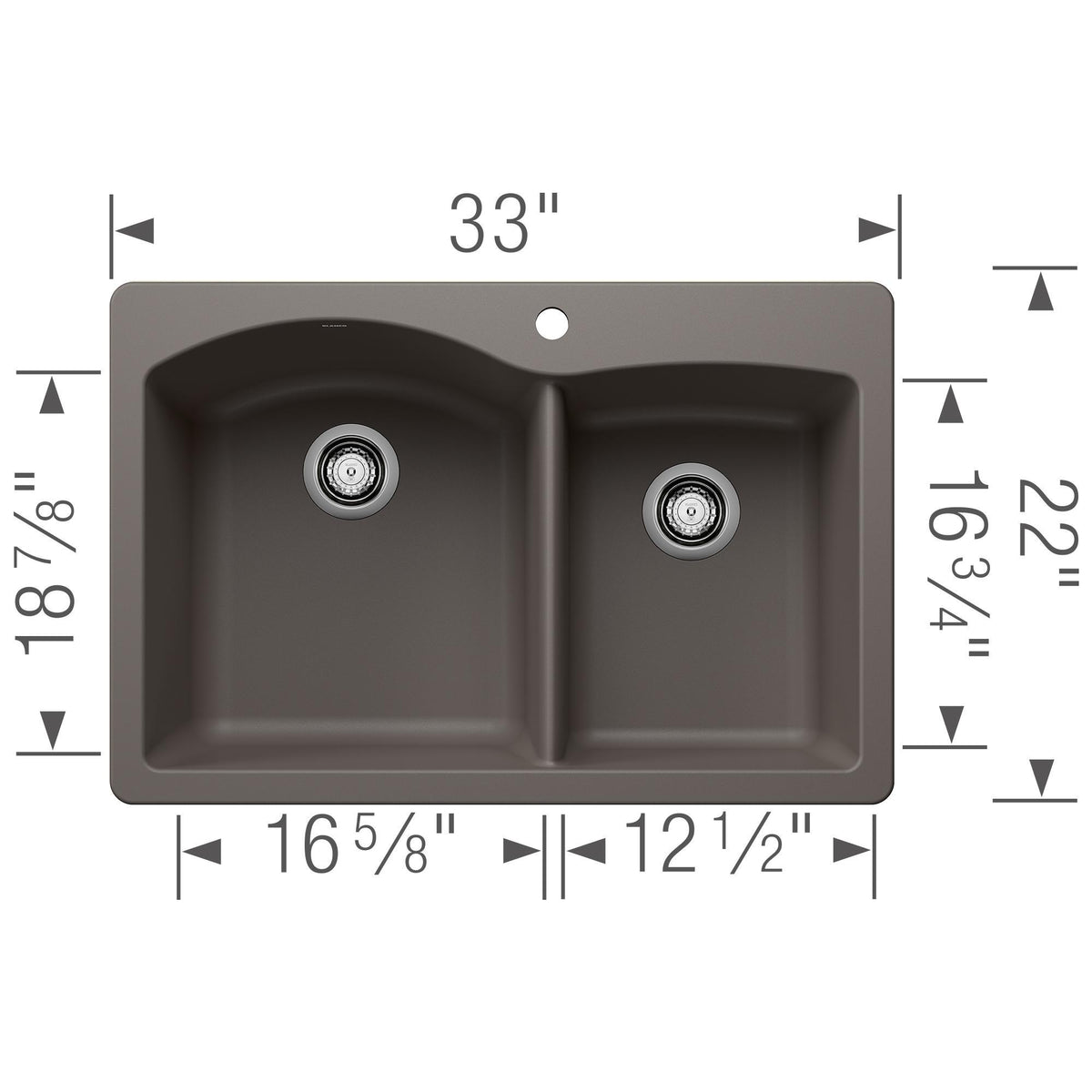 Diamond 1-3/4 Dual Mount Double Bowl - Kitchen Sink