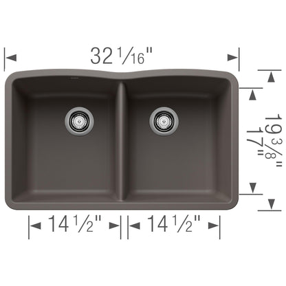 Diamond Equal Double Bowl Undermount - Kitchen Sink
