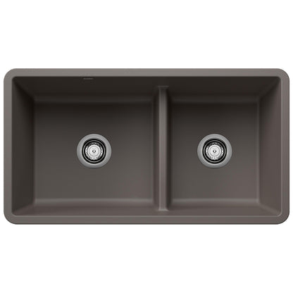 Blanco PRECIS 1-3/4 Low Divide Reversible Double Bowl Undermount Kitchen Sink