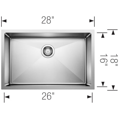 Quatrus R15 Sink - Stainless Steel - 26" W Bowl x 16" D Bowl