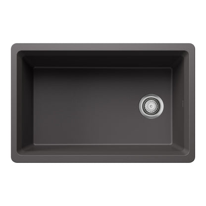 Inteos Single Bowl Kitchen Sink - 30" L x 19.5" W - Cinder
