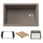 Blanco 443307 Inteos Single Bowl Kitchen Sink, Truffle, Rectangle Shape, 26.75 in L x 15.75 in W Bowl x 9 in D Bowl, 30 in L x 19.5 in W, Undermount Mounting, Silgranit