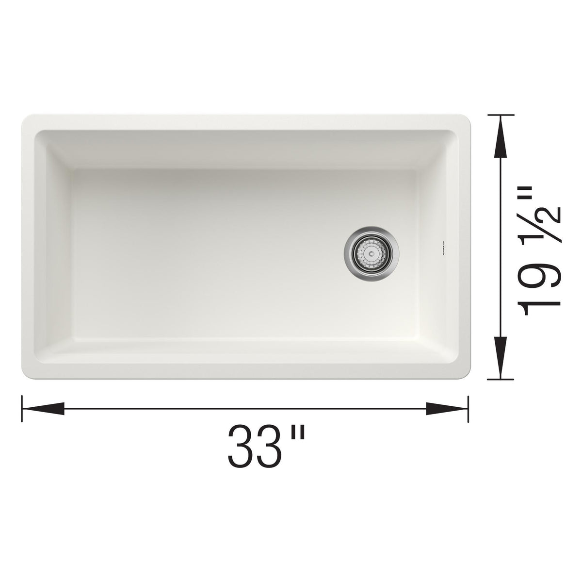 Inteos Single Bowl Kitchen Sink - White - 33" L x 19.5" W