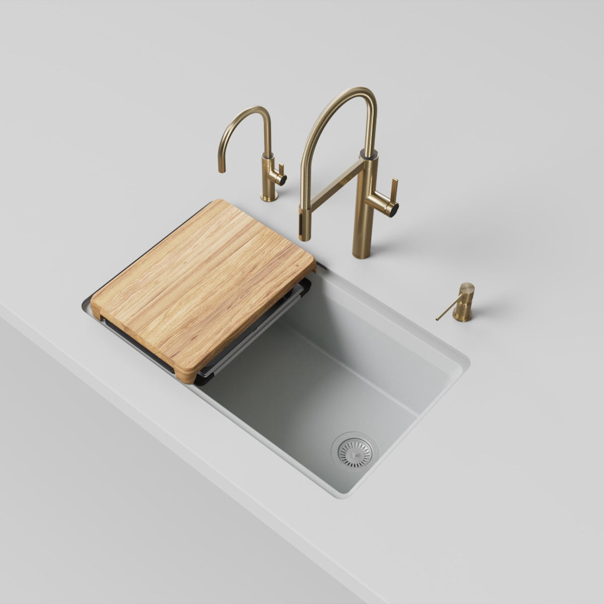 Inteos Single Bowl Kitchen Sink - White - 33" L x 19.5" W