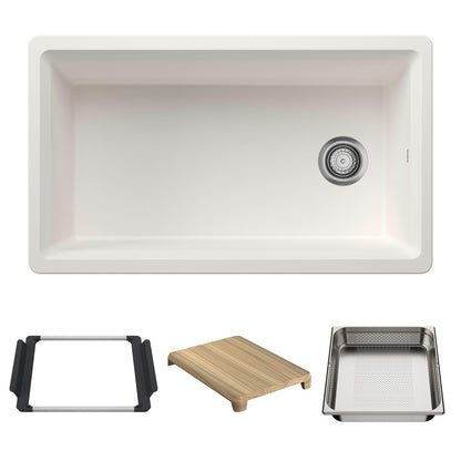 Inteos Single Bowl Kitchen Sink - White - 33" L x 19.5" W
