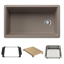Blanco 443315 Inteos Single Bowl Kitchen Sink, Truffle, Rectangle Shape, 29.75 in L x 15.75 in W Bowl x 9 in D Bowl, 33 in L x 19.5 in W, Undermount Mounting, Silgranit