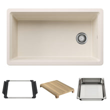 Blanco 443318 Inteos Single Bowl Kitchen Sink, Soft White, Rectangle Shape, 29.75 in L x 15.75 in W Bowl x 9 in D Bowl, 33 in L x 19.5 in W, Undermount Mounting, Silgranit