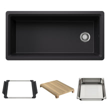 Blanco 443319 Inteos Single Bowl Kitchen Sink, Coal Black, Rectangle Shape, 35.75 in L x 15.75 in W Bowl x 9 in D Bowl, 39 in L x 19.5 in W, Undermount Mounting, Silgranit