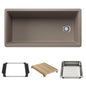 Blanco 443323 Inteos Single Bowl Kitchen Sink, Truffle, Rectangle Shape, 35.75 in L x 15.75 in W Bowl x 9 in D Bowl, 39 in L x 19.5 in W, Undermount Mounting, Silgranit