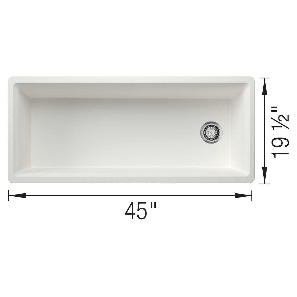 Inteos Single Bowl Kitchen Sink - White - 45" L x 19.5" W