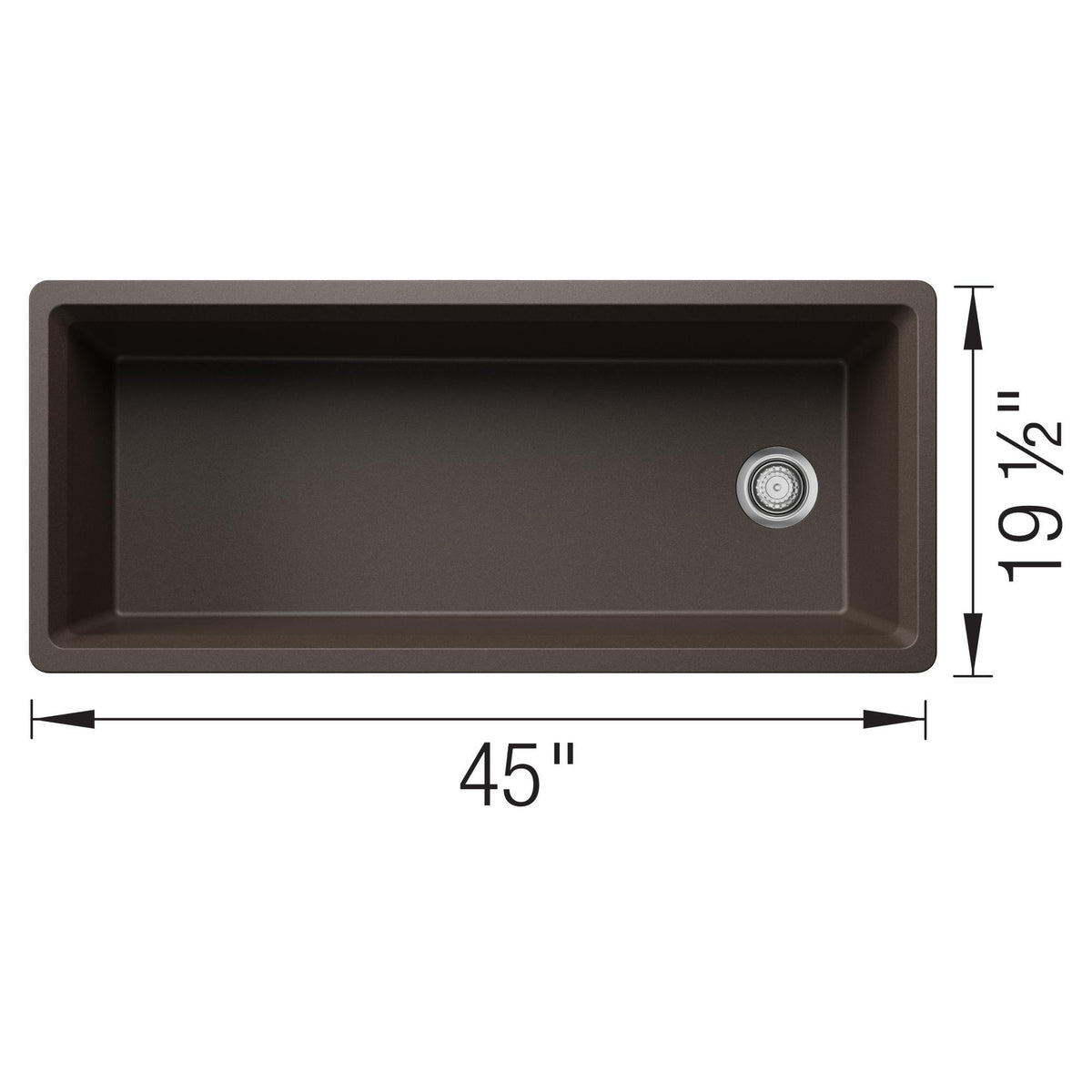 Inteos Single Bowl Kitchen Sink - 45" L x 19.5" W - Cafe