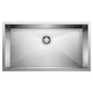 Blanco 512747 PRECISION™ STELLART™ Super Single Bowl Kitchen Sink, Satin Polished, Rectangle Shape, 30 in L x 17 in W Bowl x 10 in D Bowl, 32 in L x 19 in W, Undermount Mounting, 18 ga 304 Stainless Steel
