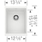Blanco 513423 PRECIS™ SILGRANIT® II Medium Composite Sink, Biscuit, Rectangle Shape, 12.6 in L x 15-3/4 in W Bowl x 7-1/2 in D Bowl, 13-3/4 in L x 18 in W, Undermount Mounting, Granite