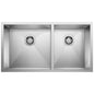 Blanco 515821 PRECISION™ R0 STELLART™ 1-3/4 Bowl Kitchen Sink, Satin Polished, Rectangle Shape, 17 in Left, 13 in Right L x 16 in Left, 16 in Right W Bowl x 10 in Left, 10 in Right D Bowl, 33 in L x 18 in W, Undermount Mounting, 18 ga 304 Stainless Steel