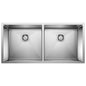 Blanco 516219 PRECISION™ R10 STELLART™ Large Equal Double Bowl Kitchen Sink, Satin Polished, Rectangle Shape, 17 in Left, 17 in Right L x 16 in Left, 16 in Right W Bowl x 10 in Left, 10 in Right D Bowl, 37 in L x 18 in W, Undermount Mounting