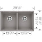 Blanco 516321 PRECIS™ SILGRANIT® II Equal Double Bowl Composite Sink, Biscuit, Rectangle Shape, 13-3/4 in Left, 13-3/4 in Right L x 15-3/4 in Left, 15-3/4 in Right W Bowl x 8 in Left, 8 in Right D Bowl, 29-3/4 in L x 18-1/8 in W, Undermount Mounting
